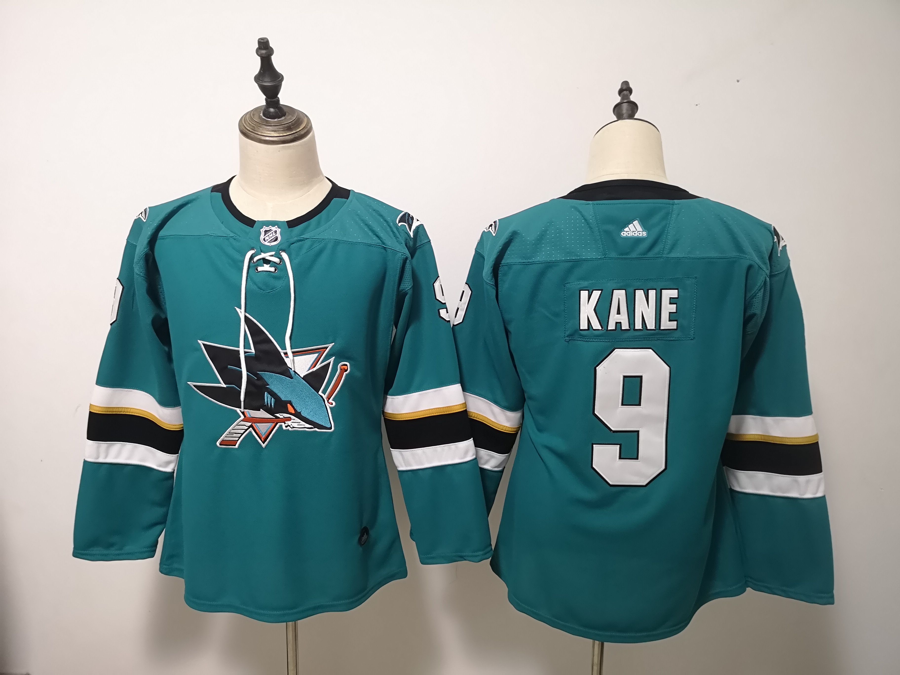 Women San Jose Sharks 9 Kane Green Adidas Stitched NHL Jersey